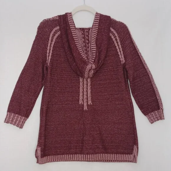 Women's Natural Reflections Wine Color Wool Blend Pull Over Hoodie‎ Size Small - Picture 2 of 6